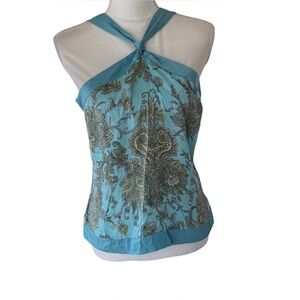 Silk tank by Antonio Maloni turquoise beachy ocean halter silk top